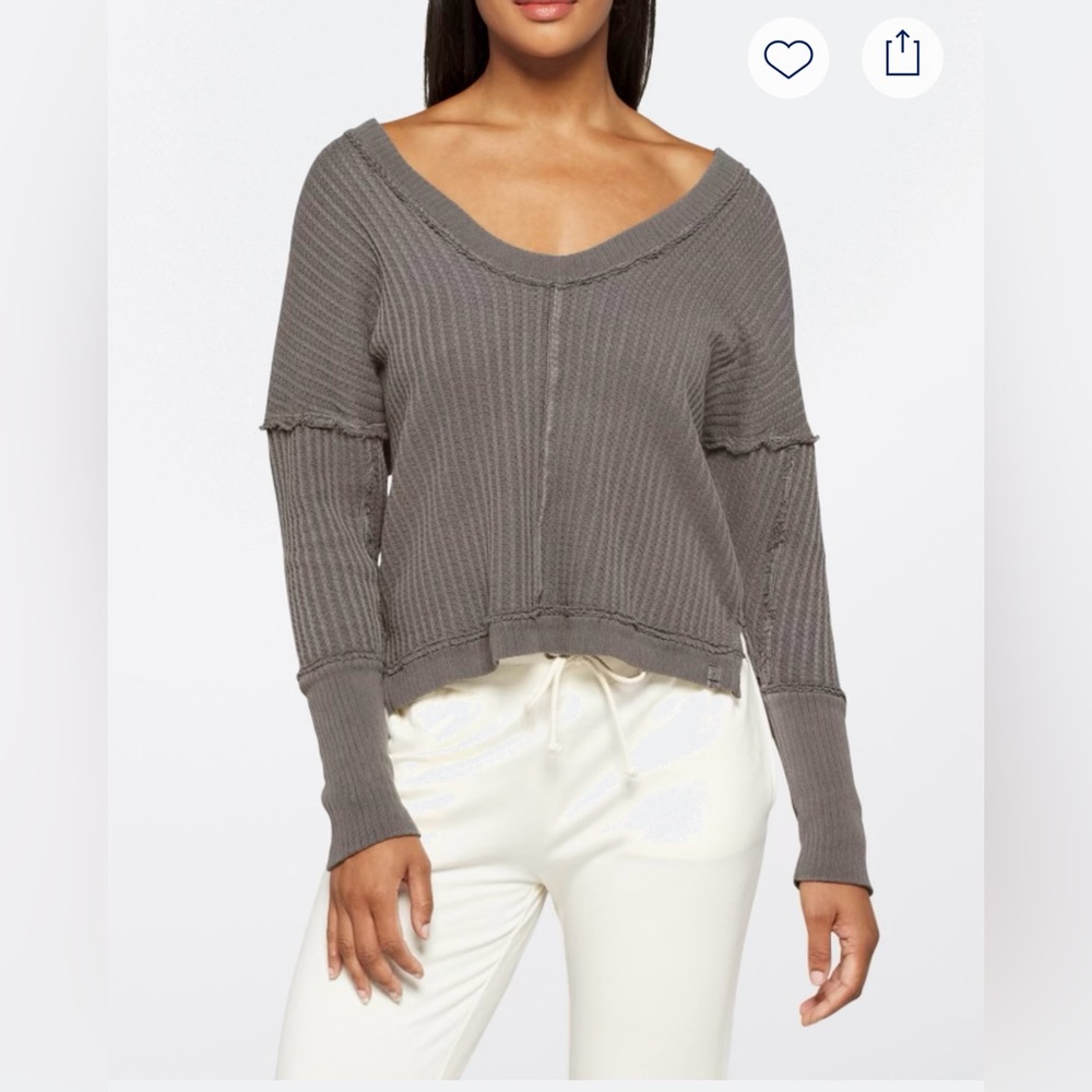 Intimately by Free People Gray V-Neck Thermal Sweater